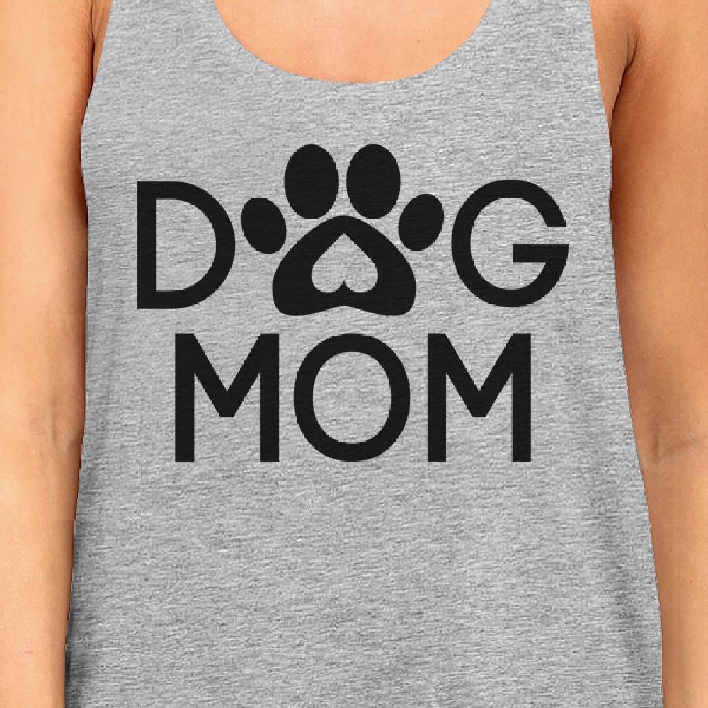 Dog Mom Women's Grey Cute Dog Paw Graphic Tank