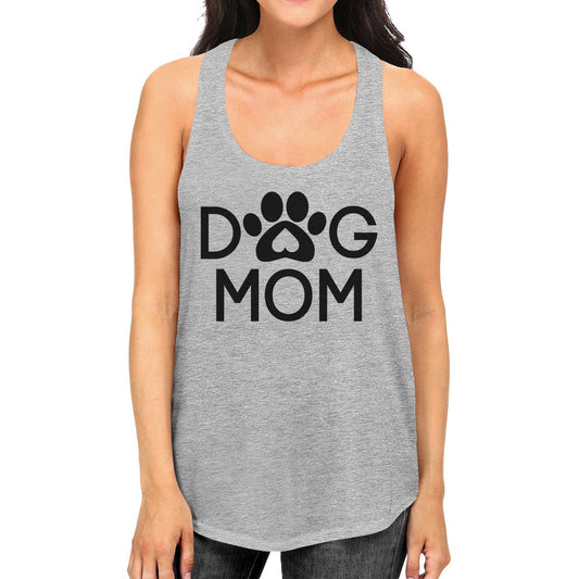 Dog Mom Women's Grey Cute Dog Paw Graphic Tank